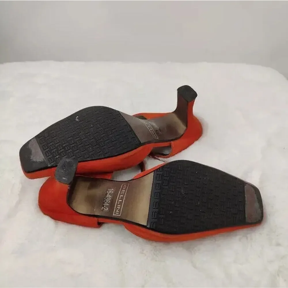 Vintage Orange suede Mary Jane Mule Sz 8 by Bellini